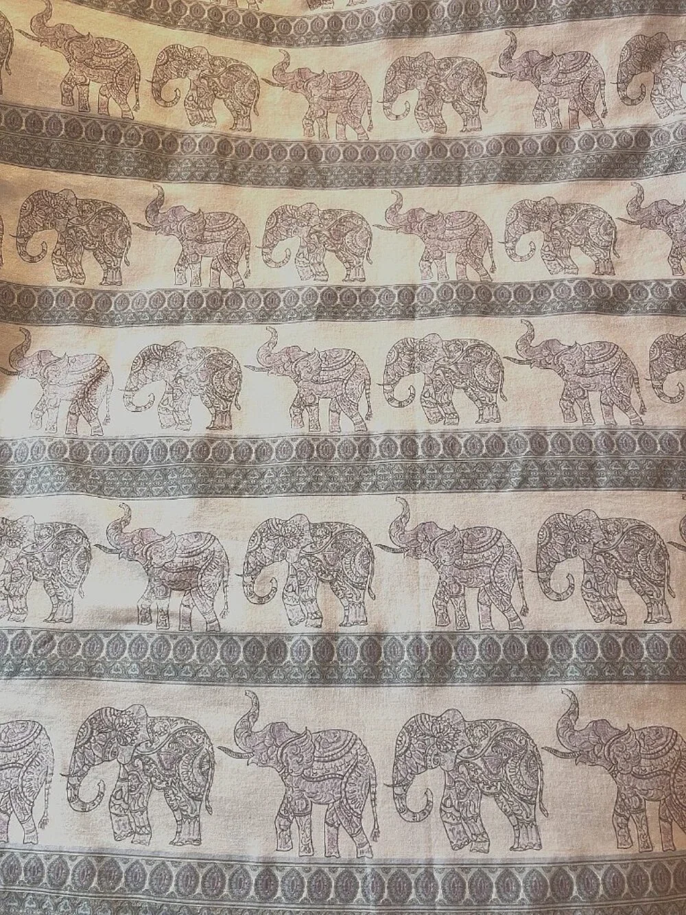 ELEPHANT King Flat Sheet 100% Cotton Purple Blue Green Mandala Linens Safari